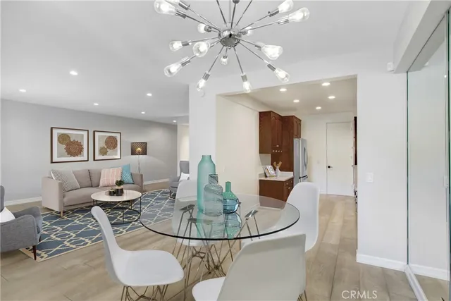 a dining room with furniture and a table