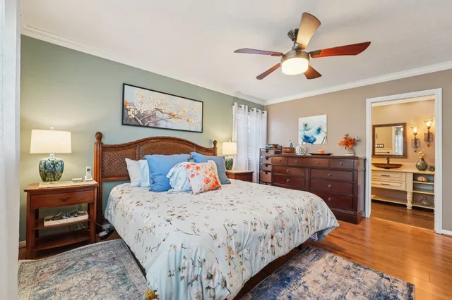 a bedroom with a bed and closet