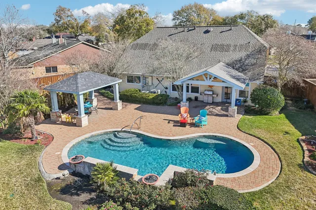 an aerial view of a house