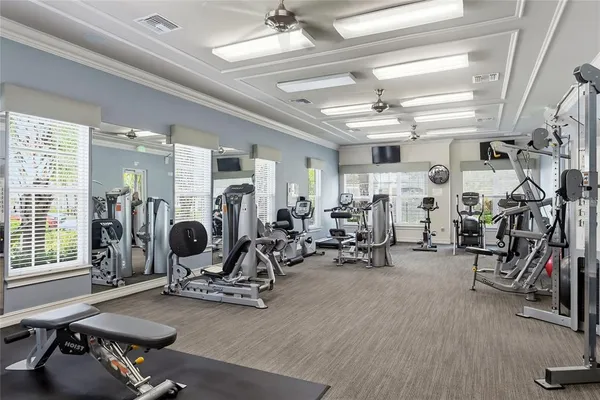 a view of a room with gym equipment