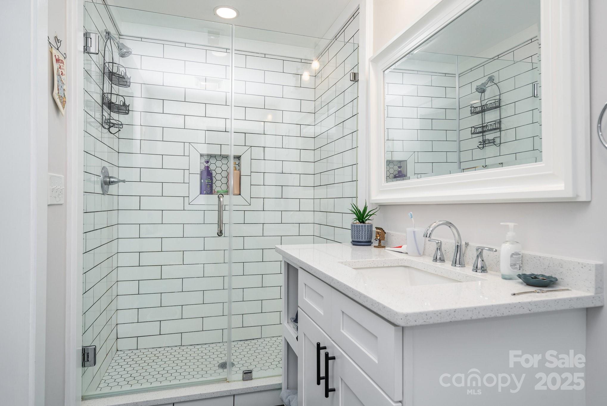 2295 Emanuel Church Road Rockwell, NC 28138 - Photo 19 of 33 a bathroom with a sink shower and a mirror