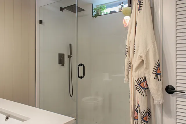 a bathroom with a shower