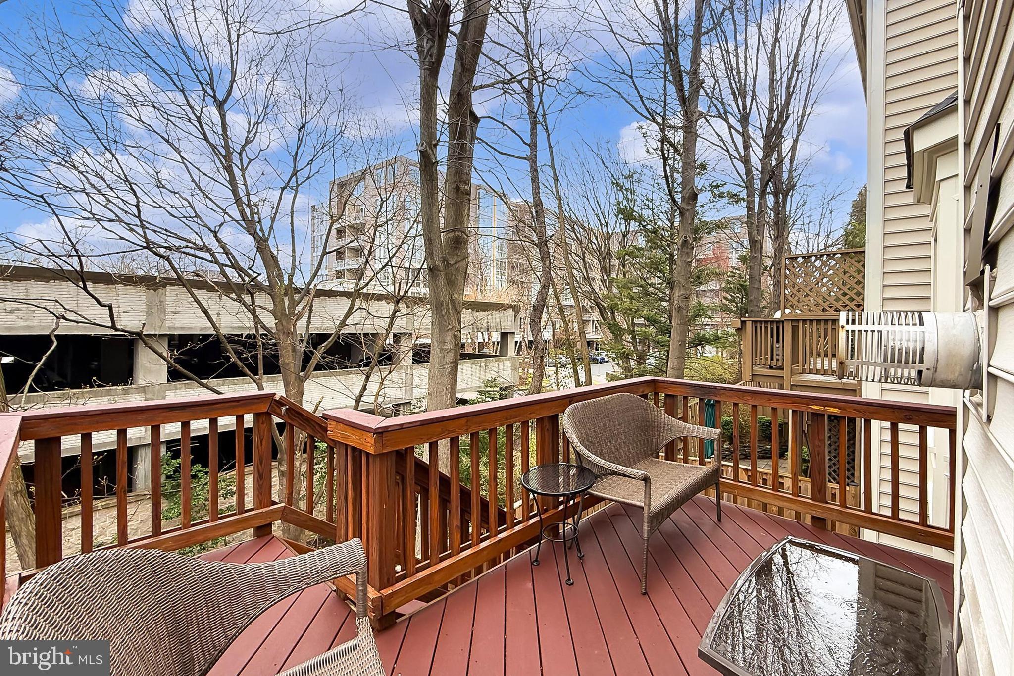 132 Rees Place Falls Church, VA 22046 - Photo 29 of 66 a view of a roof deck with table and chairs with wooden floor and fence