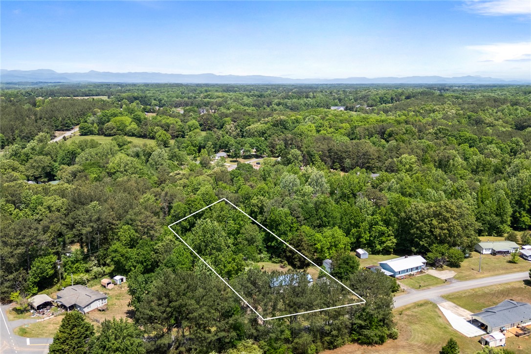 209 Short Cut Road Westminster, SC 29693 - Photo 19 of 27 This aerial view showcases a vibrant landscape with abundant trees and distant mountains.