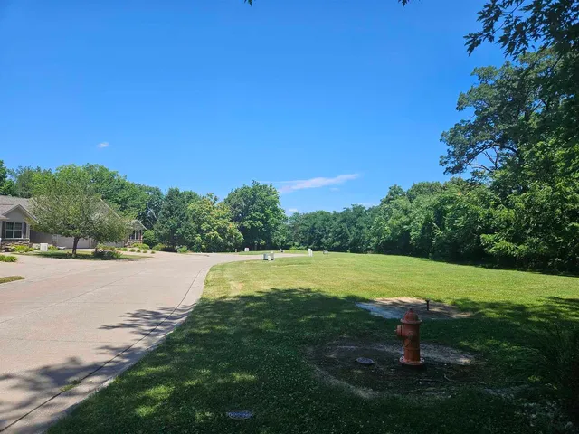 a view of a garden with an outdoor space