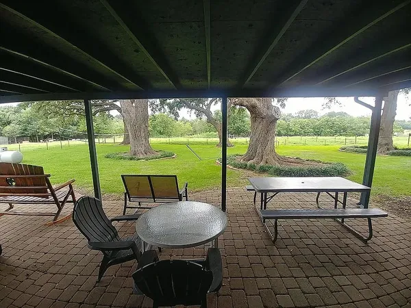 a view of a lake with outdoor space