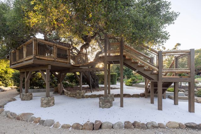 a view of a building with a tree