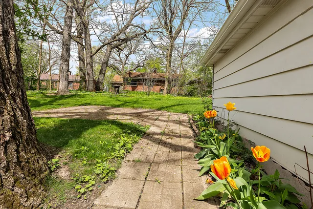 a view of a back yard of the house