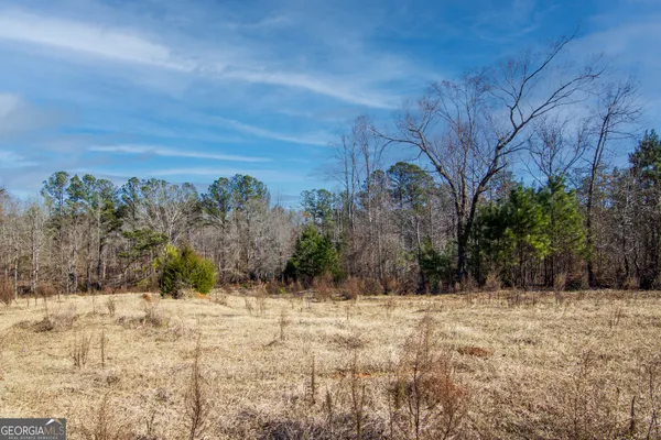 a view of a yard covered with snow