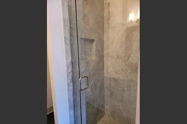 a bathroom with a shower