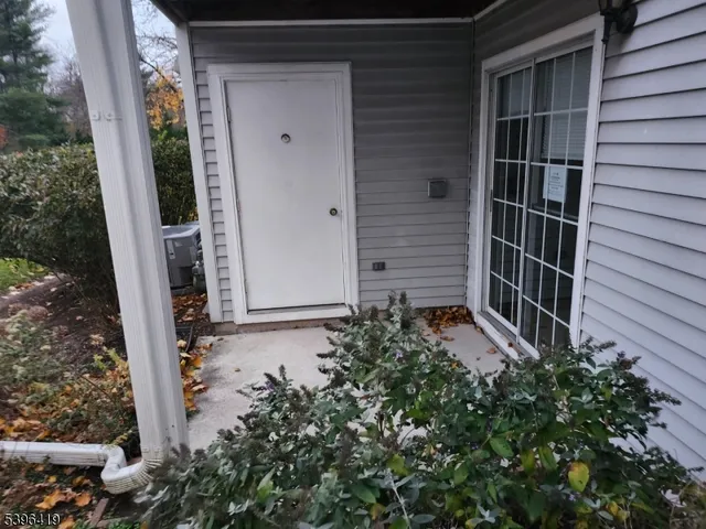 a couple of potted plants in front of door