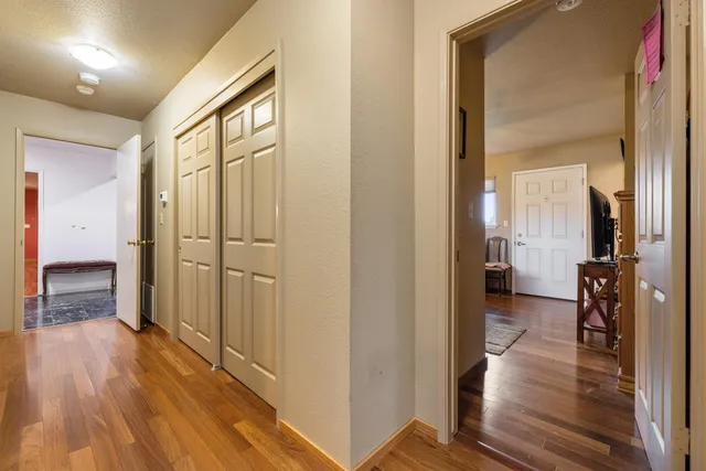 a view of a bench in the patio