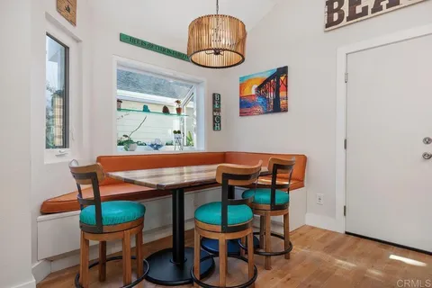 a room that has a table and a chair