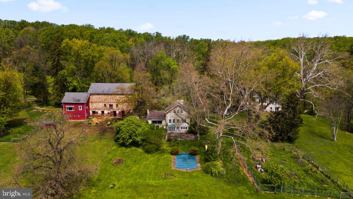 3480 Old Windy Bush Road New Hope, PA 18938 - Photo 5 of 44 Aerial of carriage house and pool