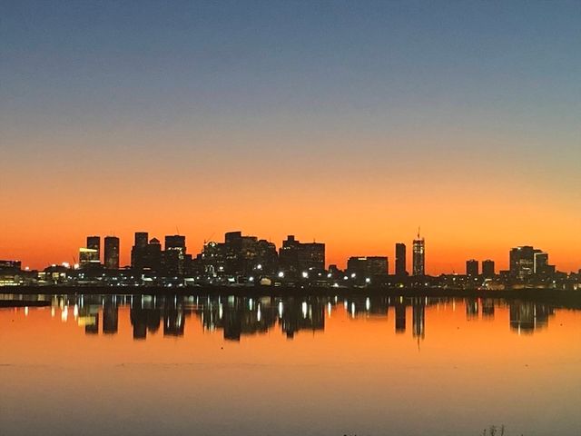 a view of lake and city