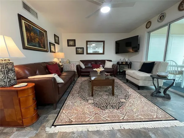 a view of a dining area with furniture