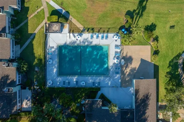 an aerial view of a house