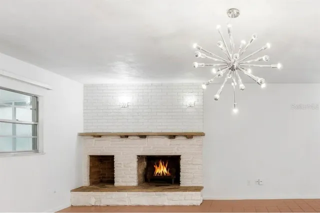 a room with window and gate