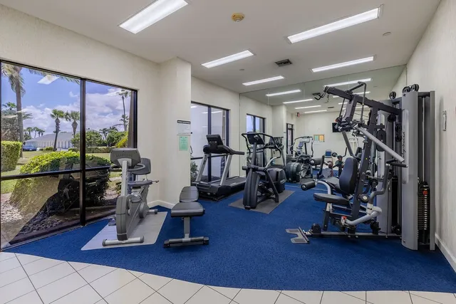 a view of a room with gym equipment