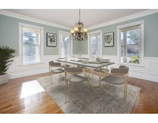 157 Dickerman Road Newton, MA 02461 - Photo 9 of 25 a dining room with furniture a chandelier and wooden floor