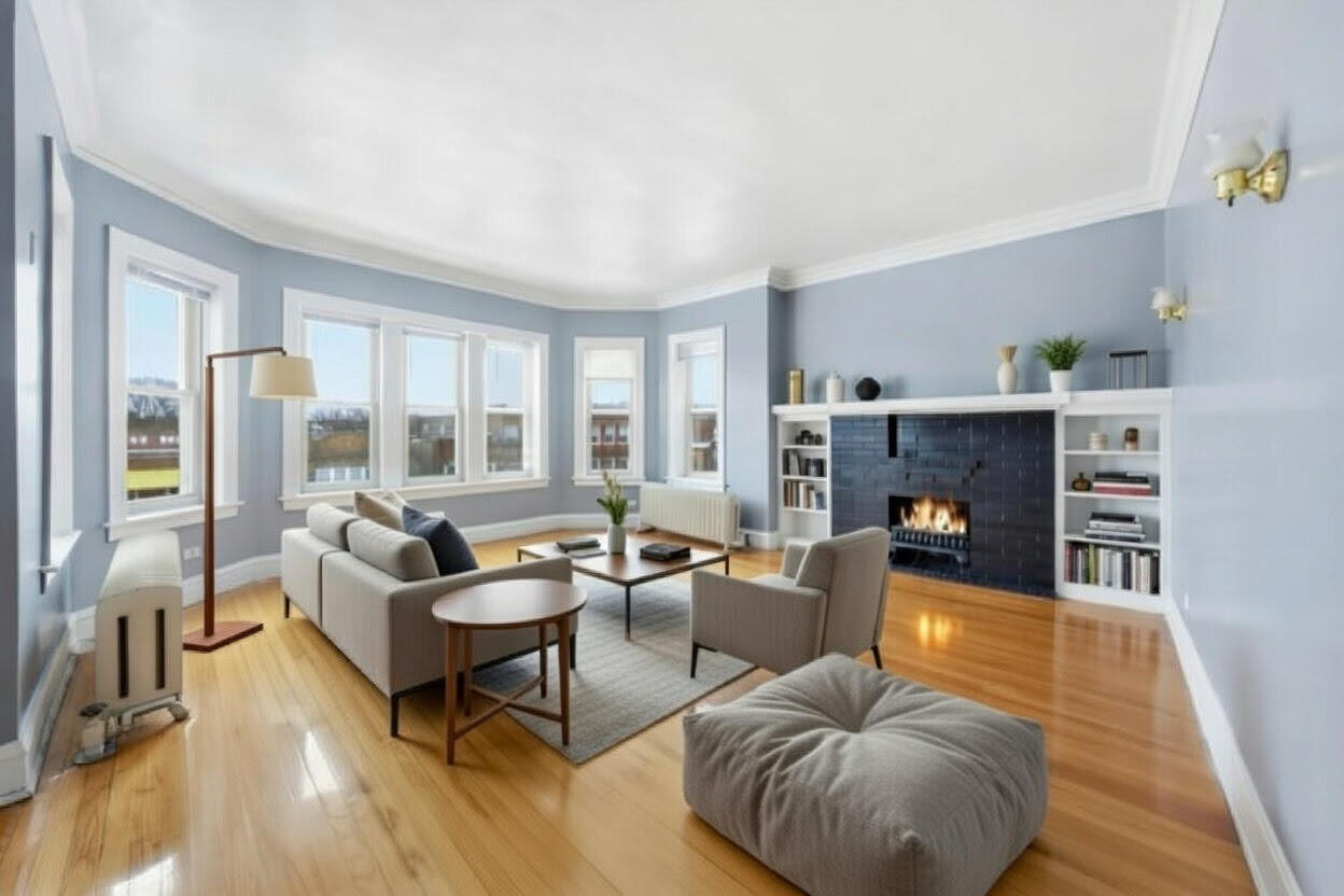 8019 South Rhodes Avenue Chicago, IL 60619 - Photo 18 of 55 a living room with furniture and a fireplace
