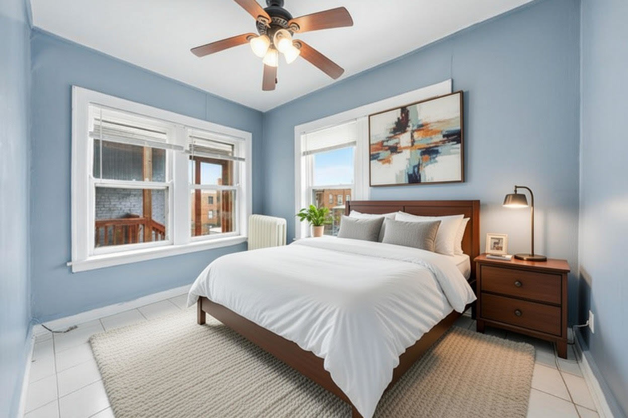 8019 South Rhodes Avenue Chicago, IL 60619 - Photo 27 of 55 a bedroom with a large bed and a window