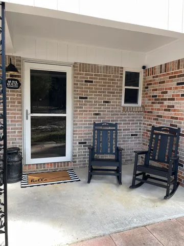 a outdoor space view with a fireplace