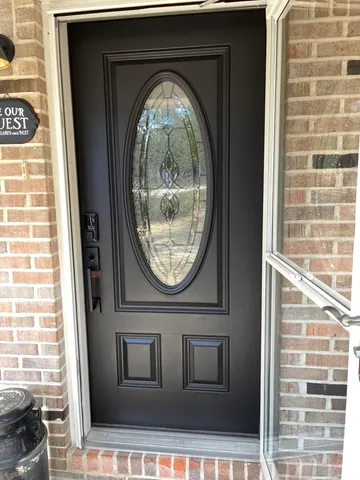 a front view of a house with a window
