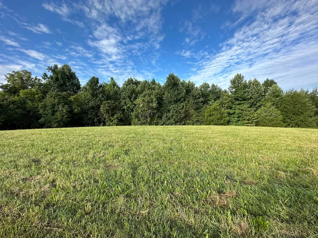 a view of a field with an outdoor space