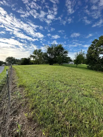 a view of a field with an trees