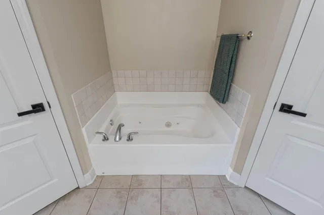 a bathroom with a bathtub