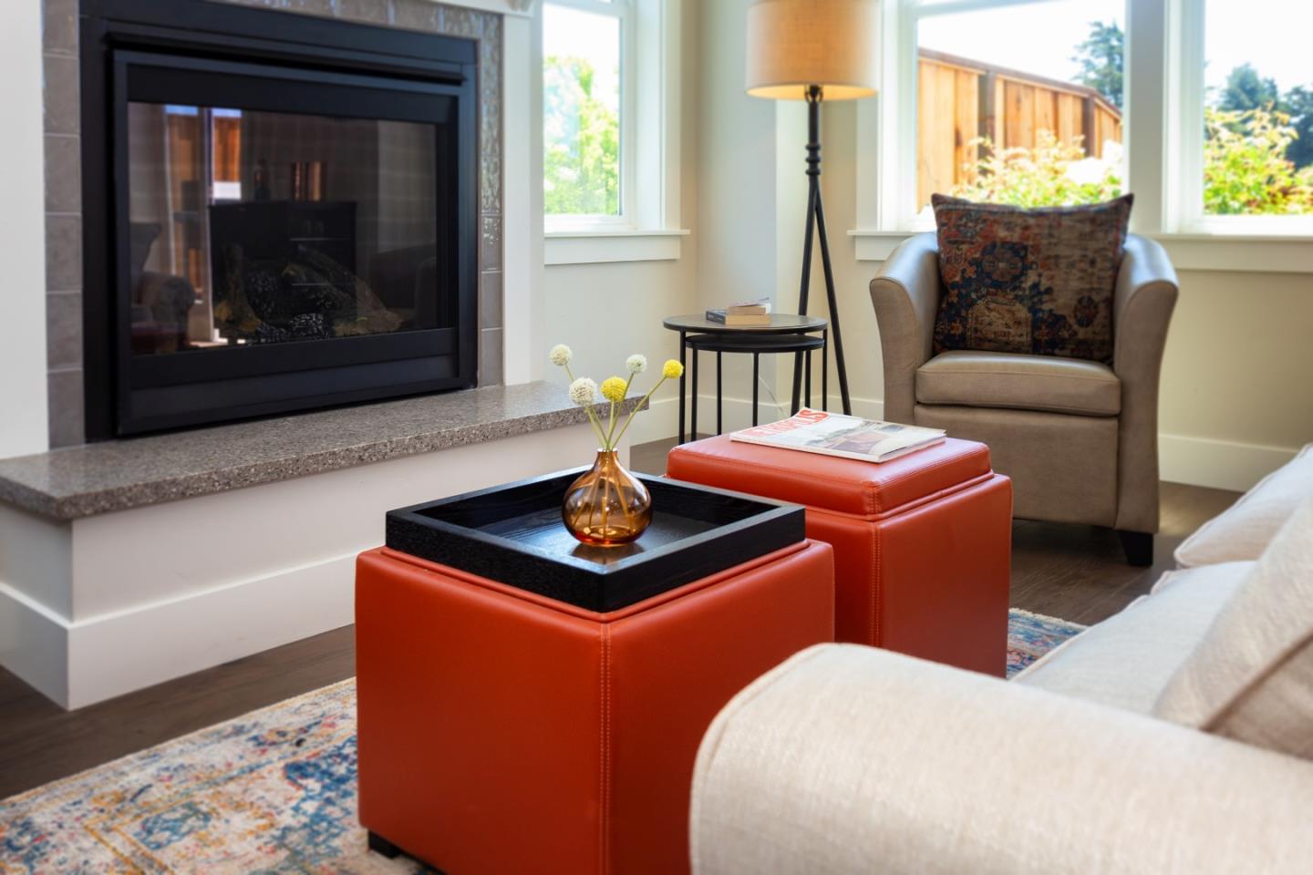 450 Granite Way Aptos, CA 95003 - Photo 13 of 37 a living room with furniture a window and a fireplace