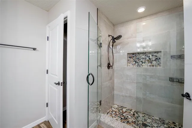 a bathroom with a shower