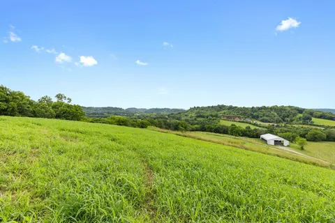 a view of a lake with a big yard