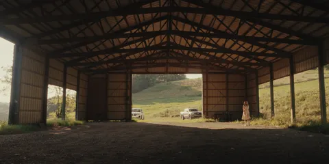 a bathroom with a small yard