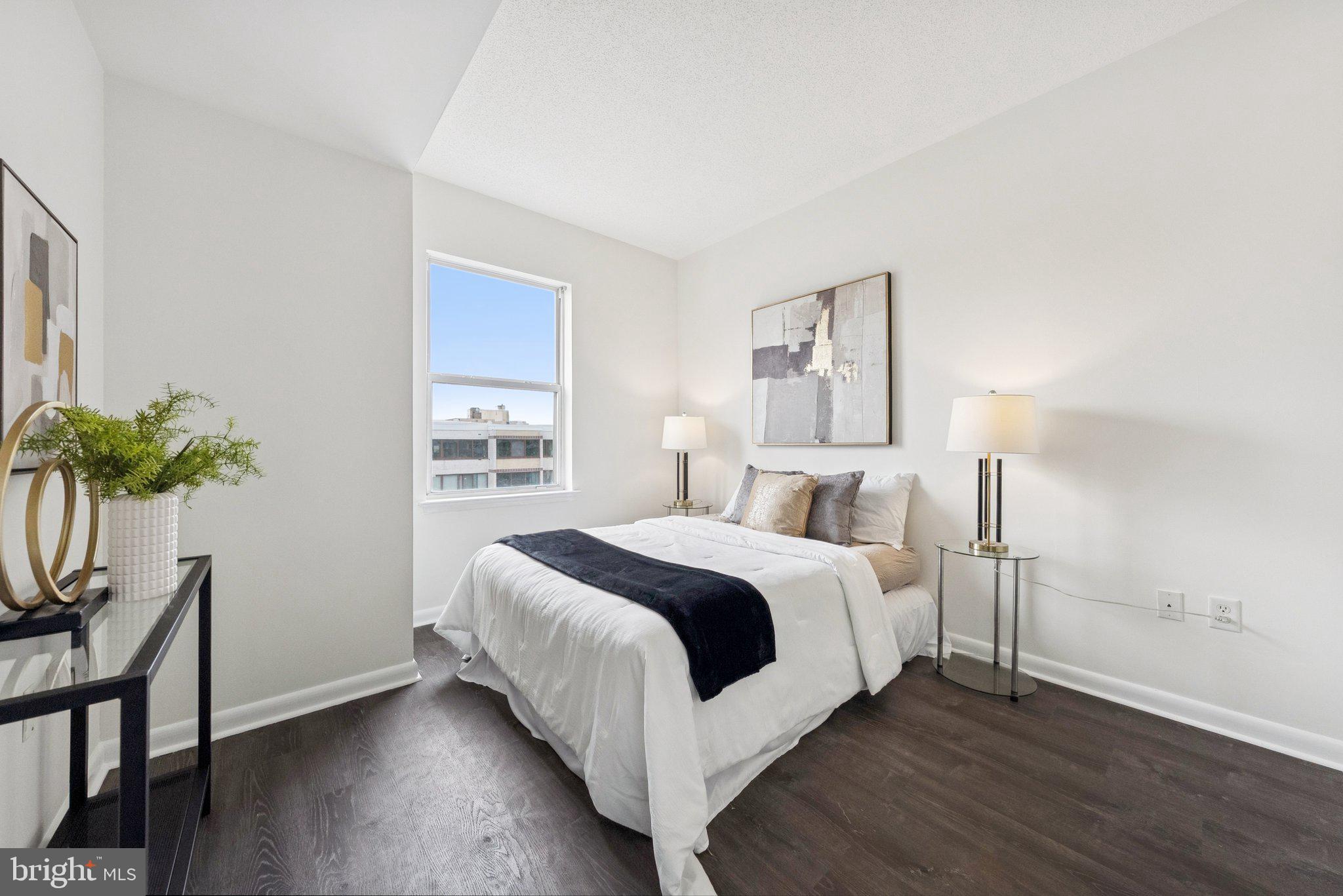 1111 11th Street Northwest, Unit 901 Washington, DC 20001 - Photo 16 of 24 a bed room with a bed and a potted plant