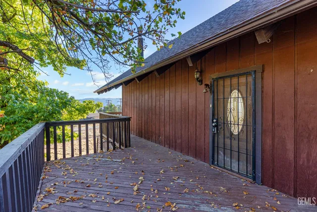 a view of a wooden door