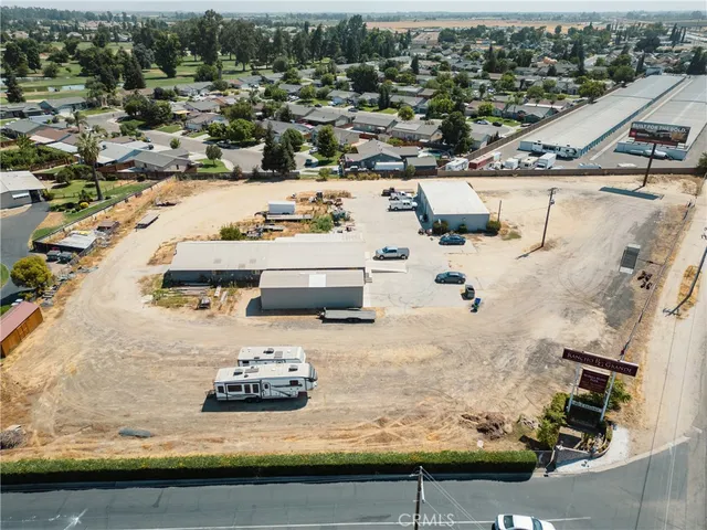 an aerial view of a large parking space