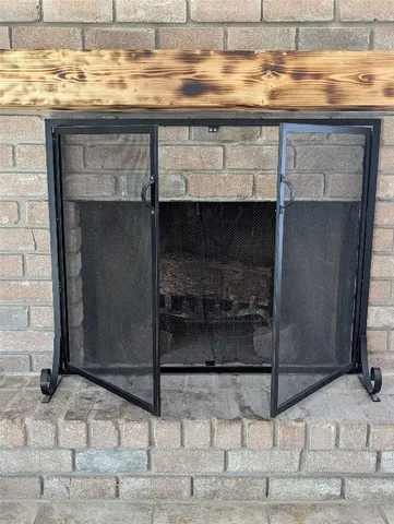 a close view of a fireplace