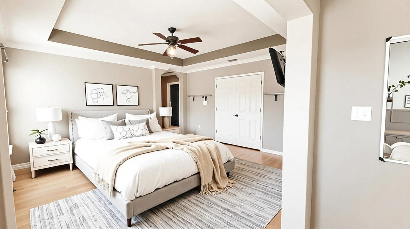 898 Solimar Way Mary Esther, FL 32569 - Photo 18 of 35 a bedroom with a bed and a chandelier