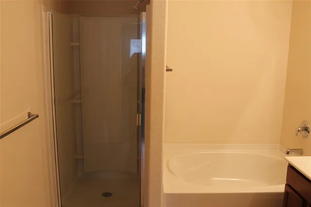 a bathroom with a bathtub