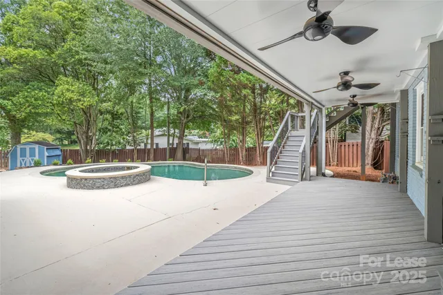 a view of a porch with a backyard