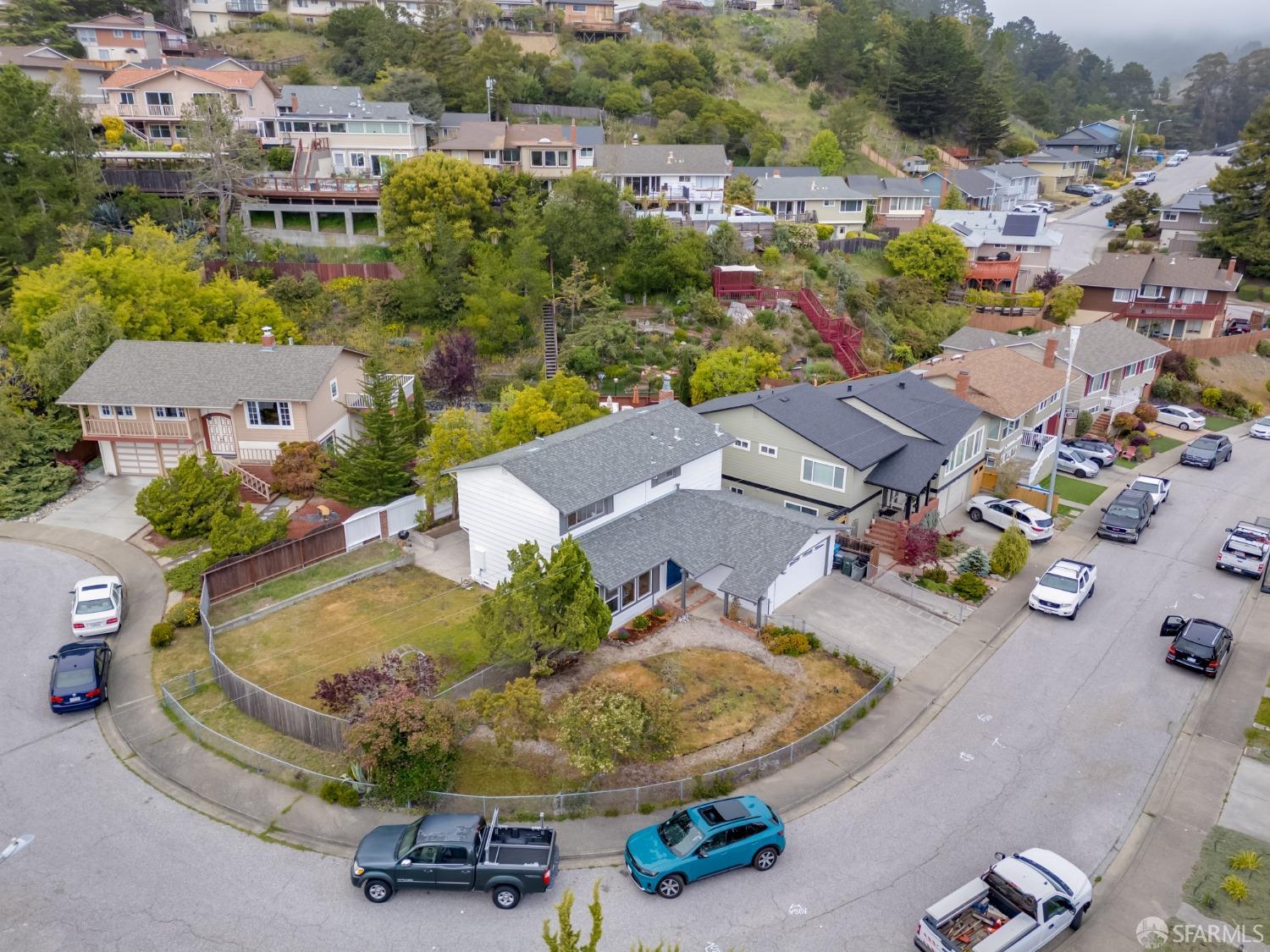 20 Point Reyes Way Pacifica, CA 94044 - Photo 70 of 78 an aerial view of a house with a swimming pool yard and outdoor seating