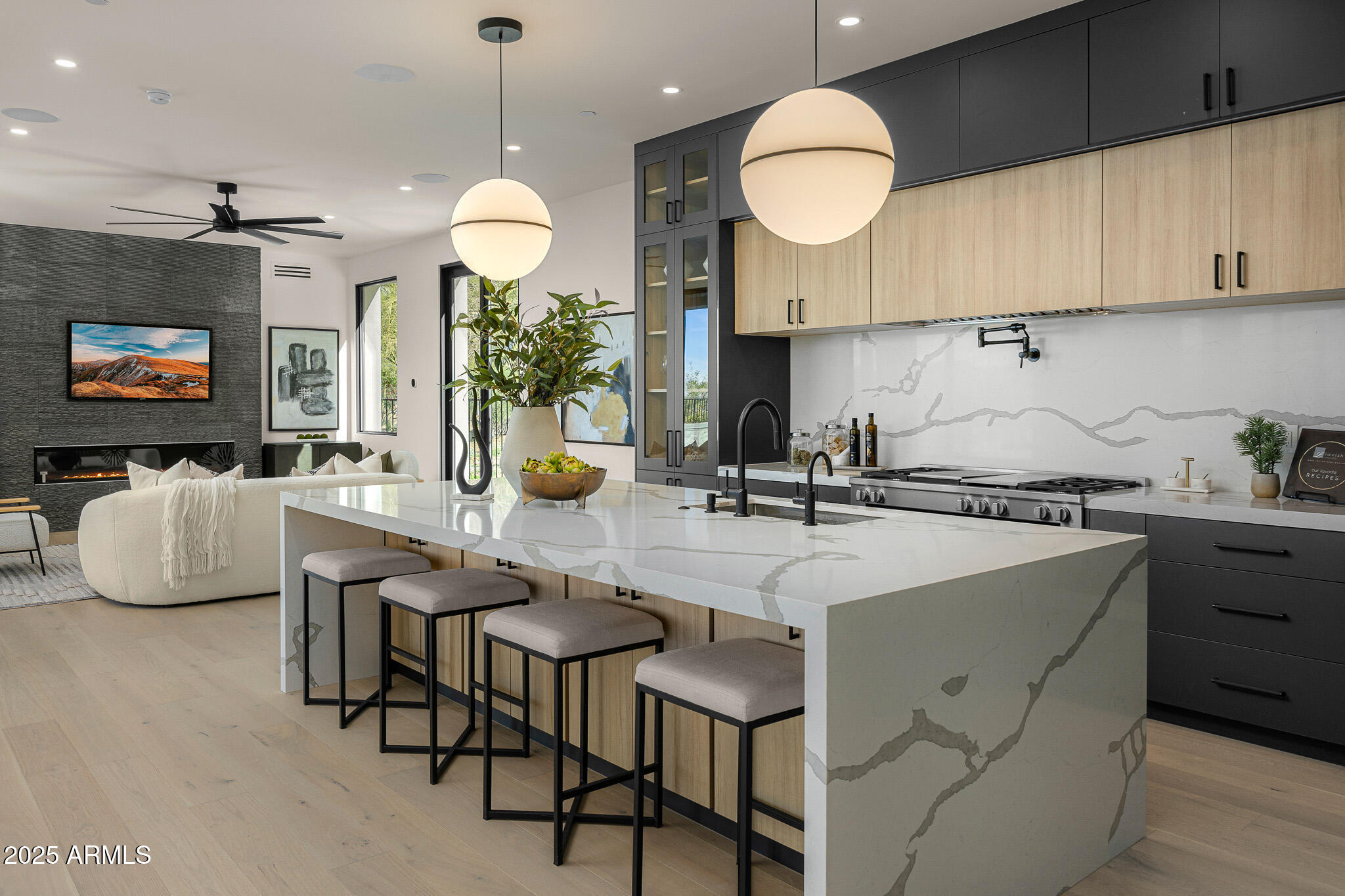 5355 East Desert Vista Road Paradise Valley, AZ 85253 - Photo 5 of 47 kitchen and family room_lights on-Edit