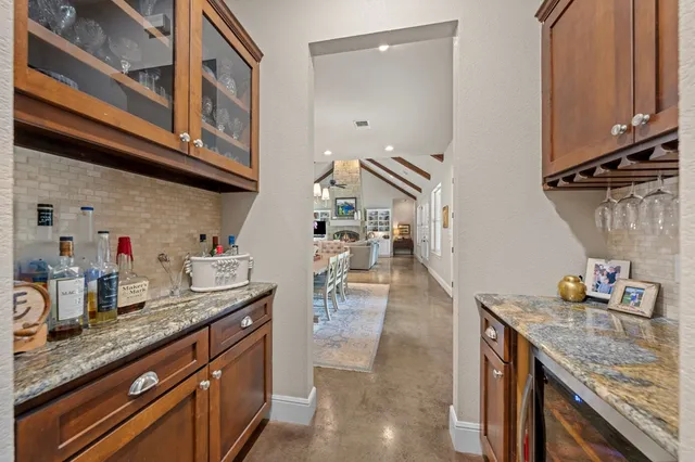 a kitchen with granite countertop lots of counter top space