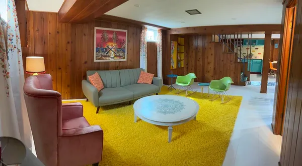 a living room with furniture