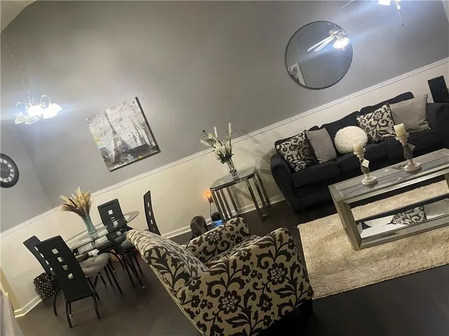 a living room with furniture