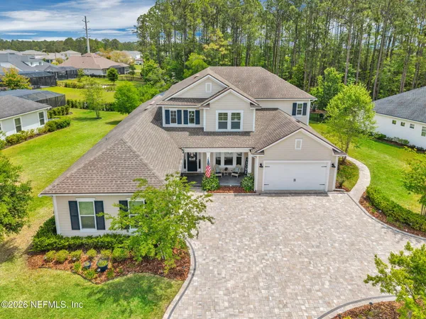 an aerial view of a house
