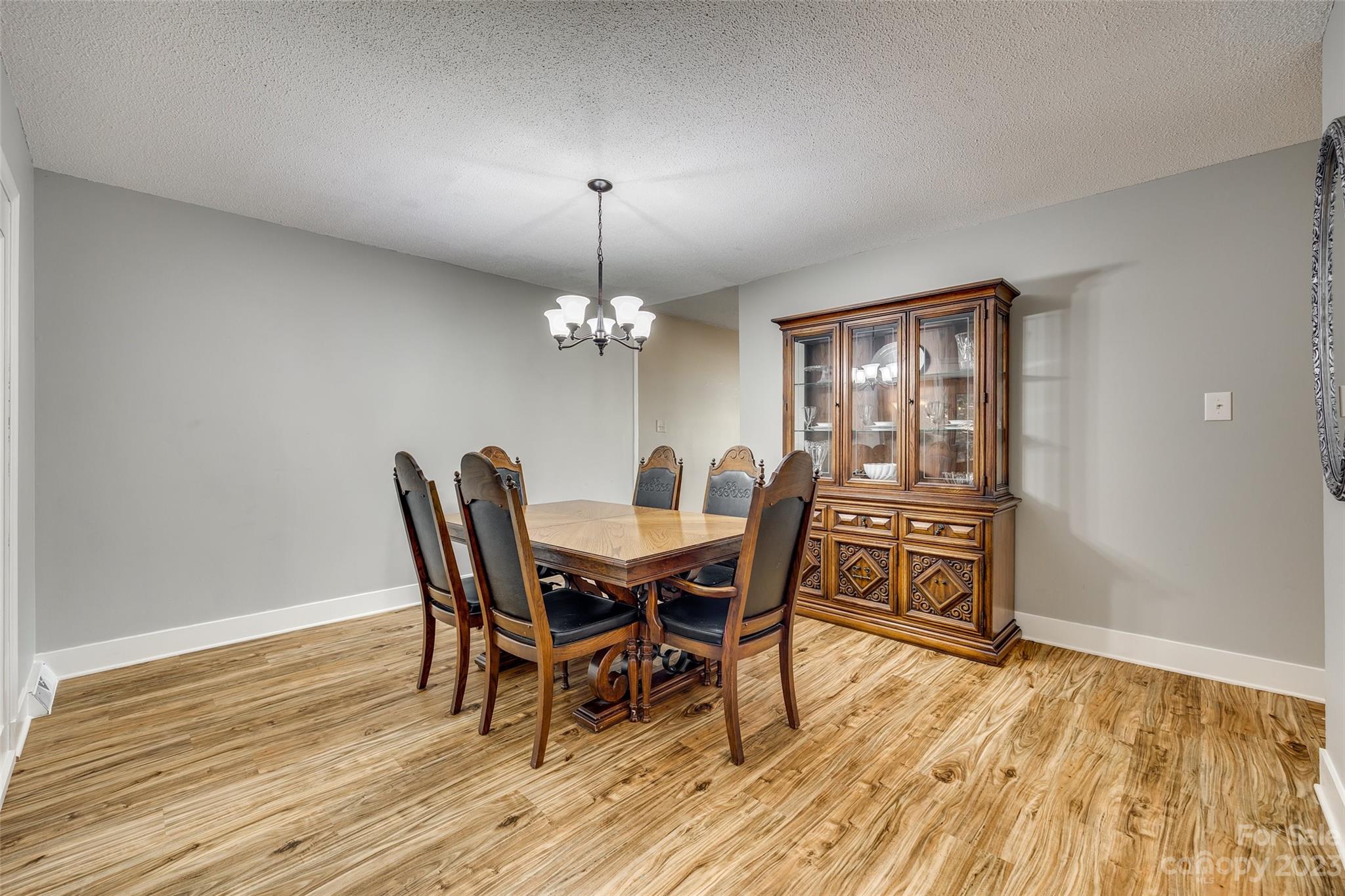 16064 Taku Court Tega Cay, SC 29708 - Photo 7 of 31 a view of a dining room with furniture a chandelier and wooden floor