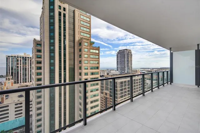 a view of balcony with city view